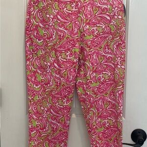 Vibrant Pink and Green Paisley Capris